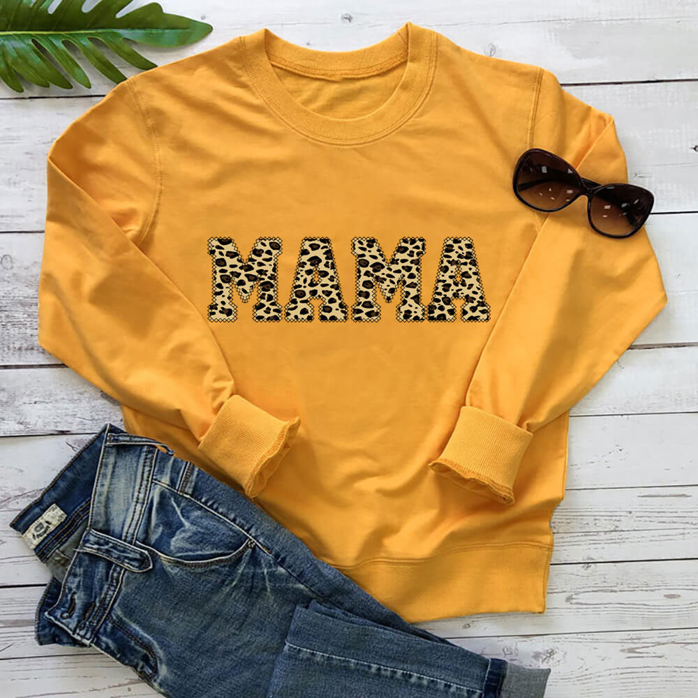 Leopard Print Mama Sweatshirt Casual