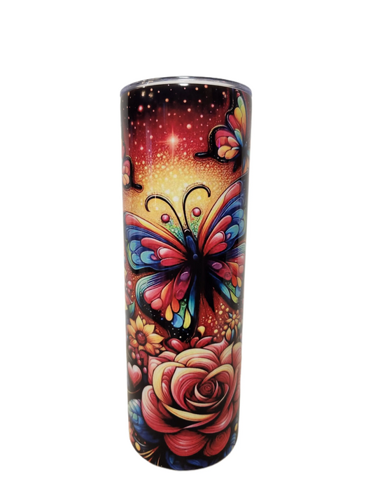 Colorful butterfly / Flower 20oz Double insulated Tumblers - Image #1