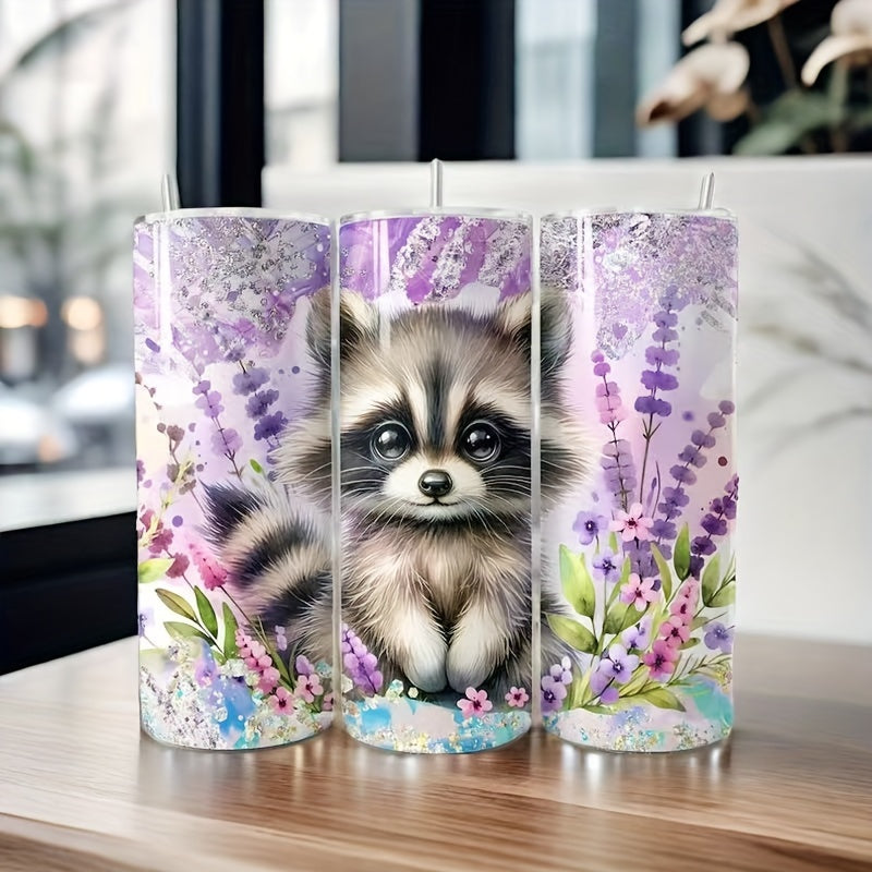 20oz Raccoon Tumbler With Lid Stainless Steel Insulated Cup Portable Vacuum Sports Water Bottle