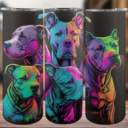 GlowInTheDark Neon Rainbow Pitbull Tumbler 20Oz