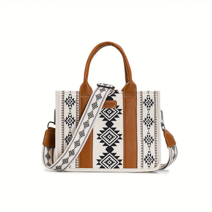 Bohemian Tote Bag For Women Vintage Canvas Satchel With Tribal Pattern Handbag Versatile Shoulder Crossbody Bag