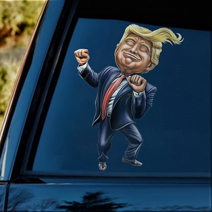 Set of 2 Cartoon Character Waterproof Car Decals PE Material TRUMP 2024 Take America Back Slogan Laptop  Luggage Stickers Independent Original Design